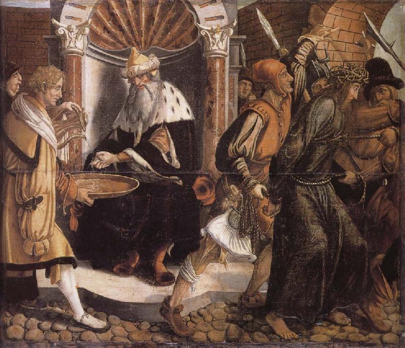 Hans Holbein Pilate wash their hands too Spain oil painting art